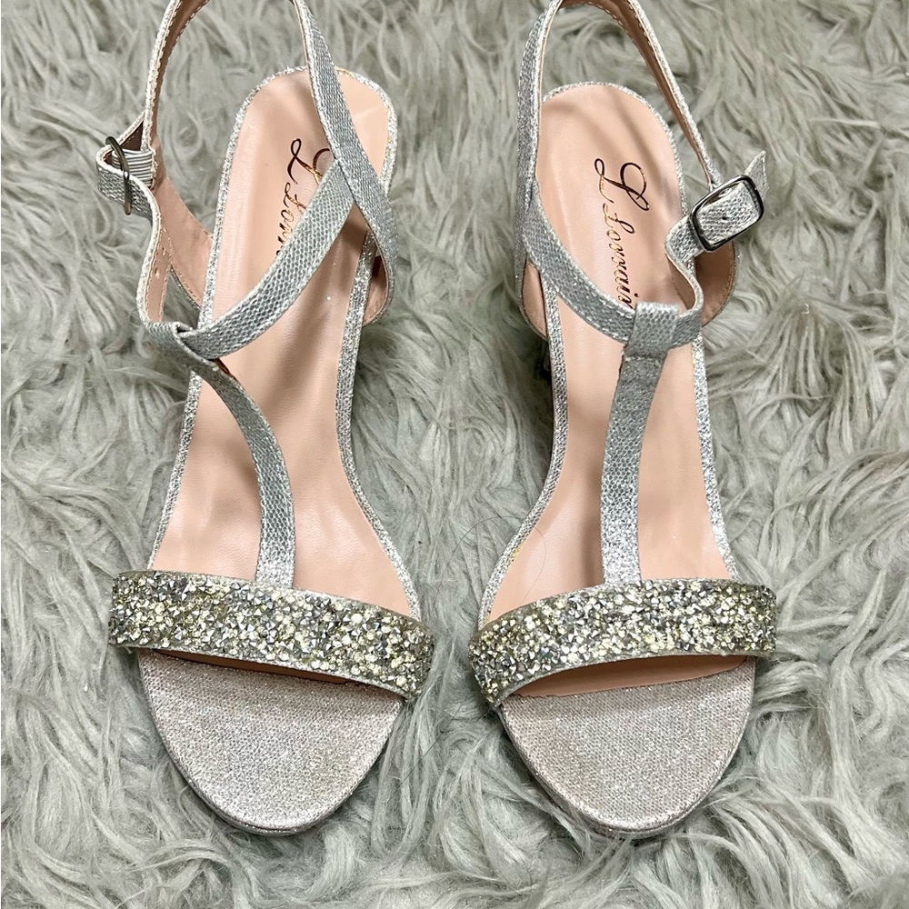 Adonna Glittery Silver Heels